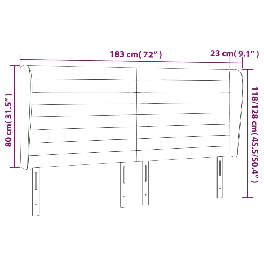 Kopfteil mit Ohren Dunkelgrau 183x23x118/128 cm Samt