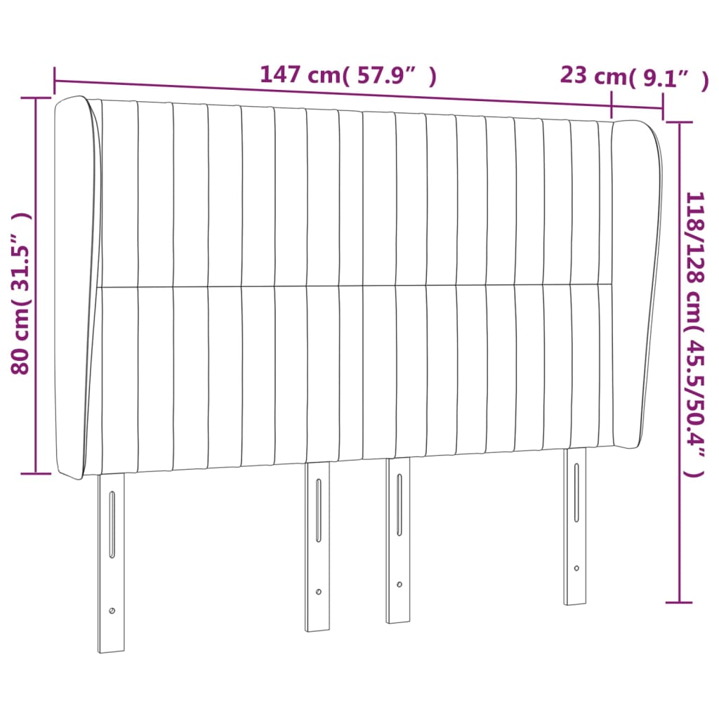 Kopfteil mit Ohren Hellgrau 147x23x118/128 cm Stoff