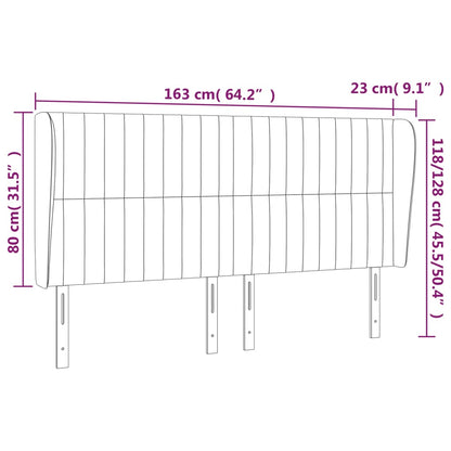 Kopfteil mit Ohren Dunkelgrau 163x23x118/128 cm Stoff