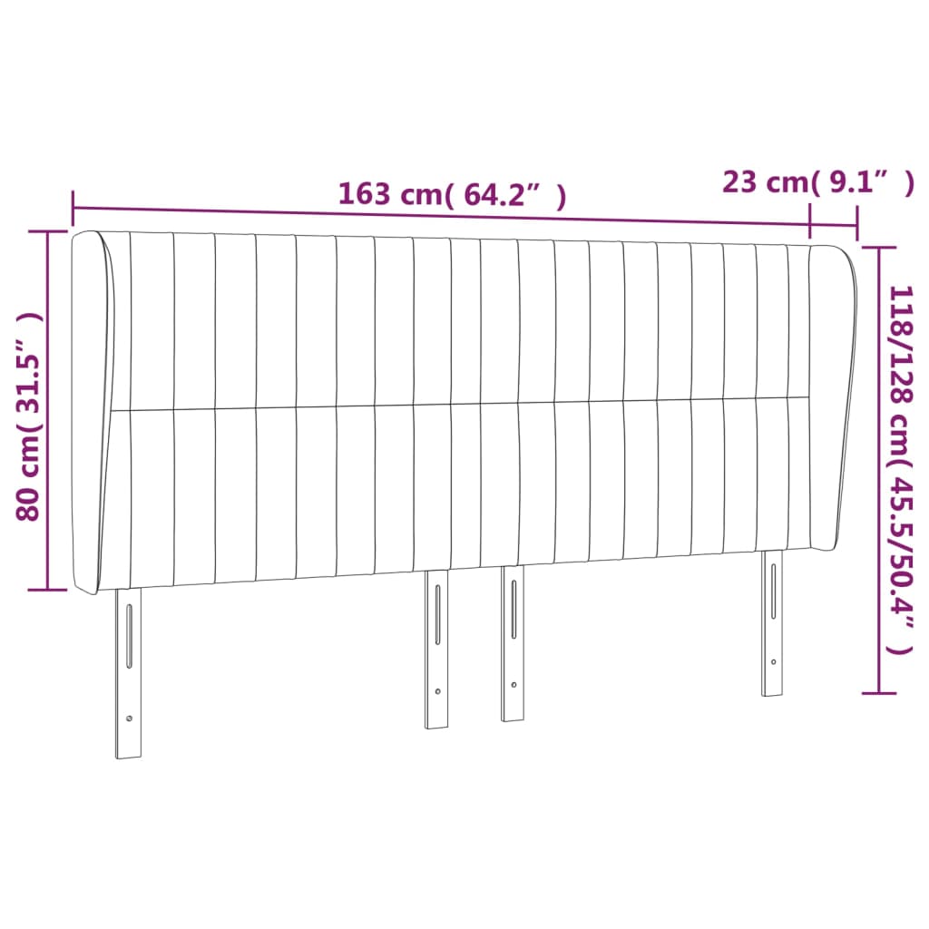 Kopfteil mit Ohren Creme 163x23x118/128 cm Stoff