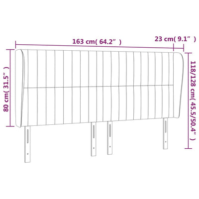 Kopfteil mit Ohren Creme 163x23x118/128 cm Stoff