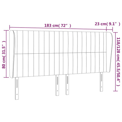 Kopfteil mit Ohren Hellgrau 183x23x118/128 cm Stoff