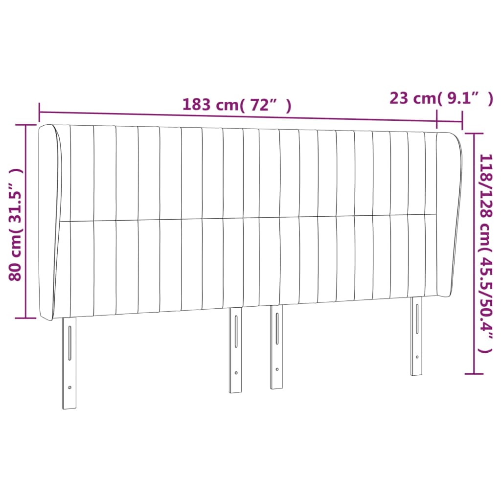 Kopfteil mit Ohren Dunkelgrau 183x23x118/128 cm Stoff