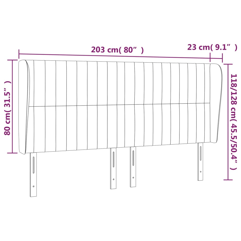 Kopfteil mit Ohren Dunkelbraun 203x23x118/128 cm Stoff