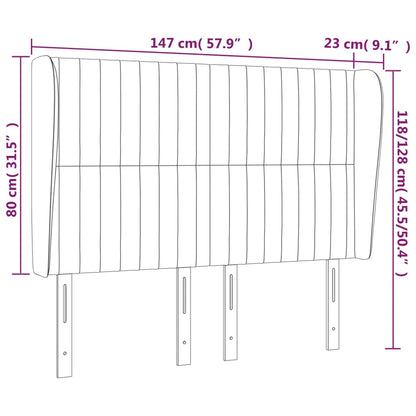 Kopfteil mit Ohren Hellgrau 147x23x118/128 cm Samt