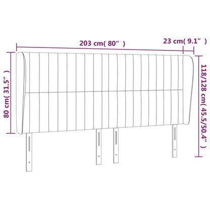 Kopfteil mit Ohren Rosa 203x23x118/128 cm Samt