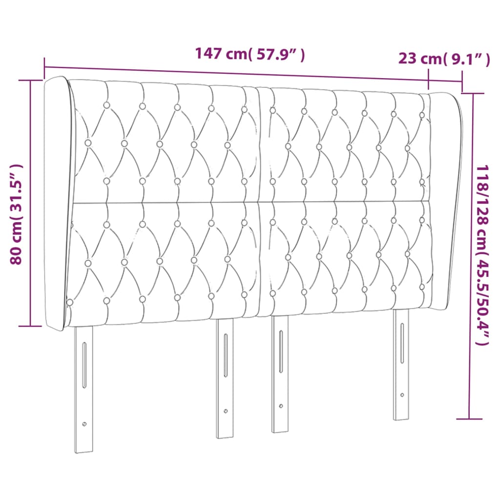 Kopfteil mit Ohren Dunkelbraun 147x23x118/128 cm Stoff