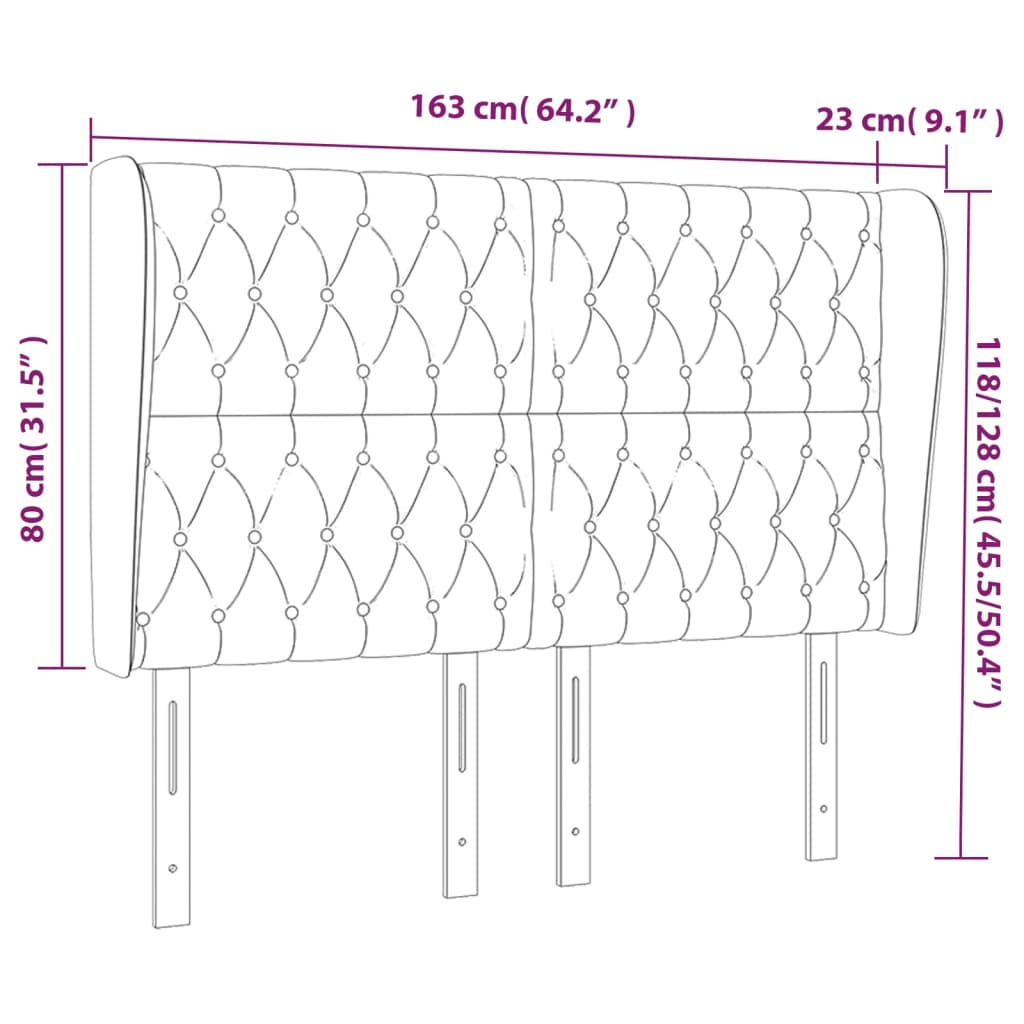 Kopfteil mit Ohren Dunkelbraun 163x23x118/128 cm Stoff