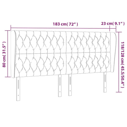 Kopfteil mit Ohren Hellgrau 183x23x118/128 cm Stoff