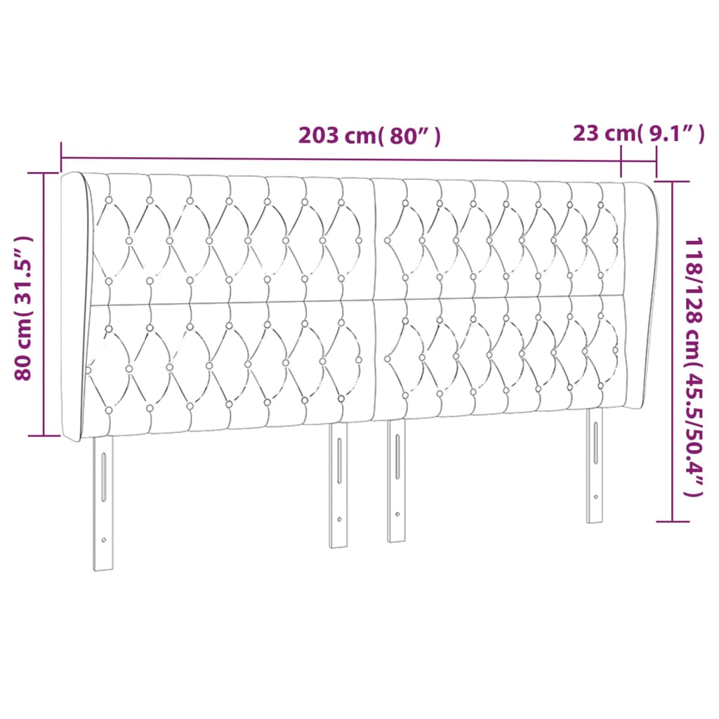 Kopfteil mit Ohren Dunkelbraun 203x23x118/128 cm Stoff