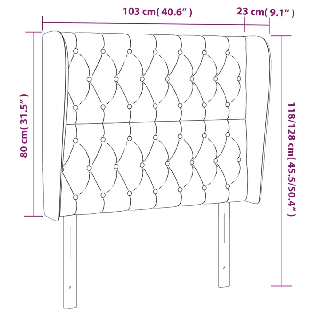 Kopfteil mit Ohren Rosa 103x23x118/128 cm Samt