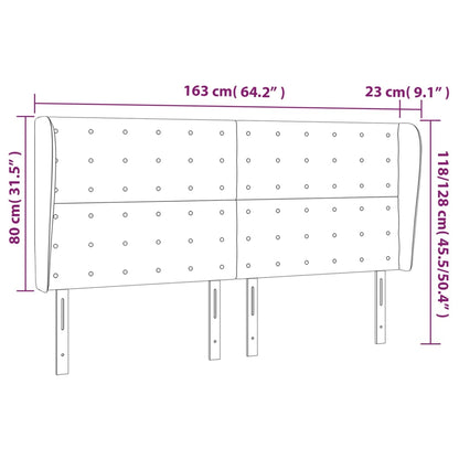 Kopfteil mit Ohren Hellgrau 163x23x118/128 cm Stoff