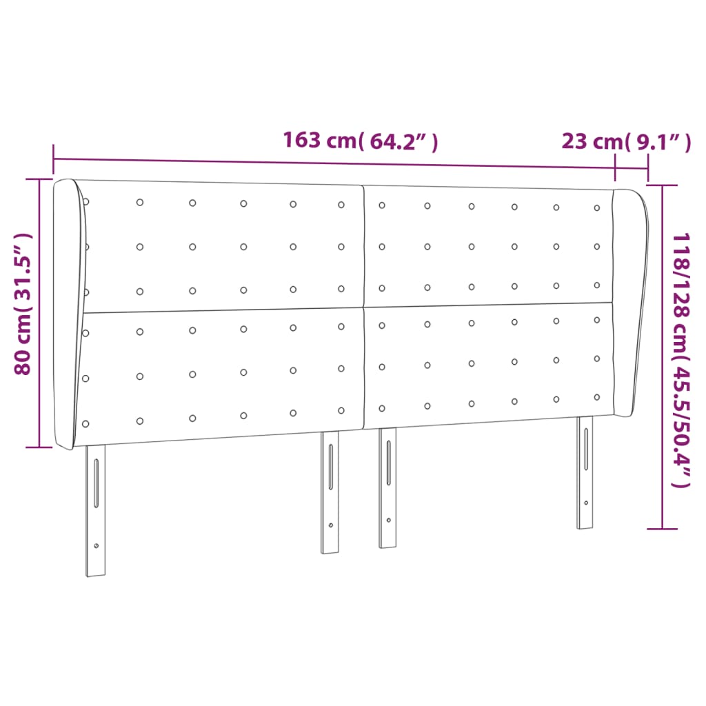 Kopfteil mit Ohren Dunkelgrau 163x23x118/128 cm Stoff