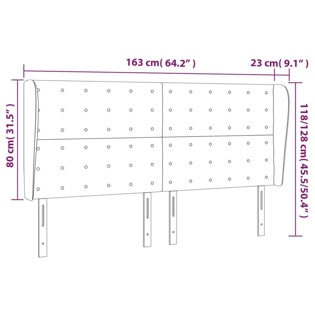 Kopfteil mit Ohren Dunkelbraun 163x23x118/128 cm Stoff