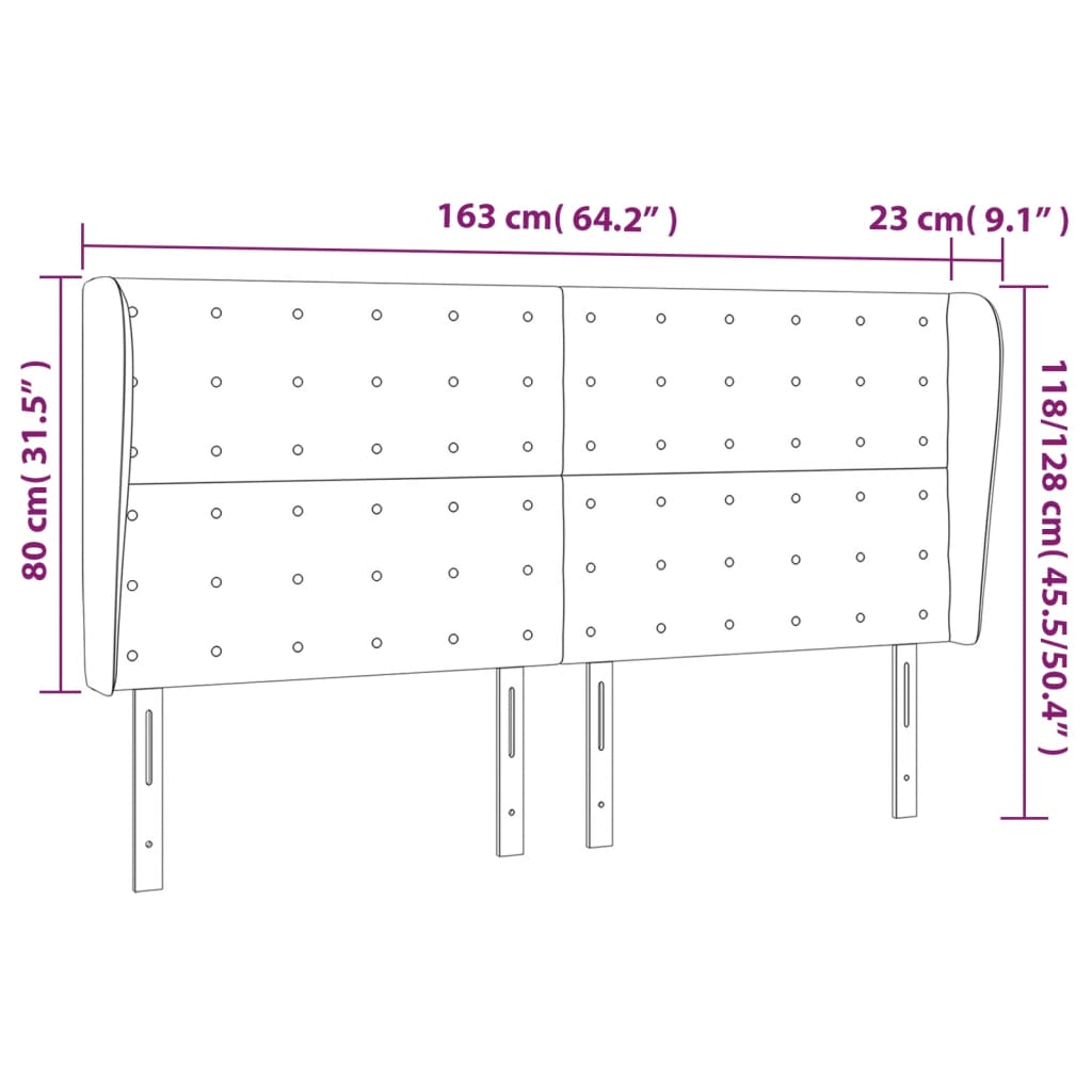 Kopfteil mit Ohren Creme 163x23x118/128 cm Stoff