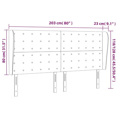 Kopfteil mit Ohren Hellgrau 203x23x118/128 cm Stoff