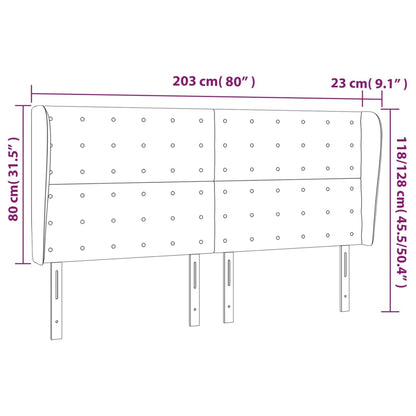 Kopfteil mit Ohren Dunkelgrau 203x23x118/128 cm Stoff