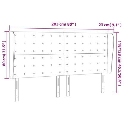 Kopfteil mit Ohren Dunkelgrau 203x23x118/128 cm Samt