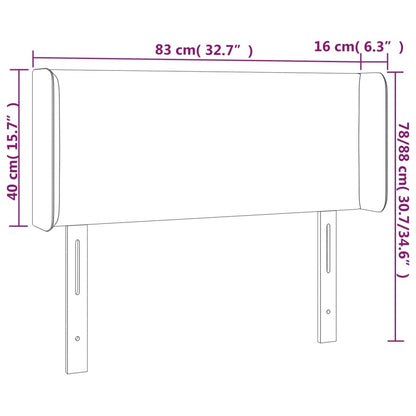 Kopfteil mit Ohren Hellgrau 83x16x78/88 cm Samt