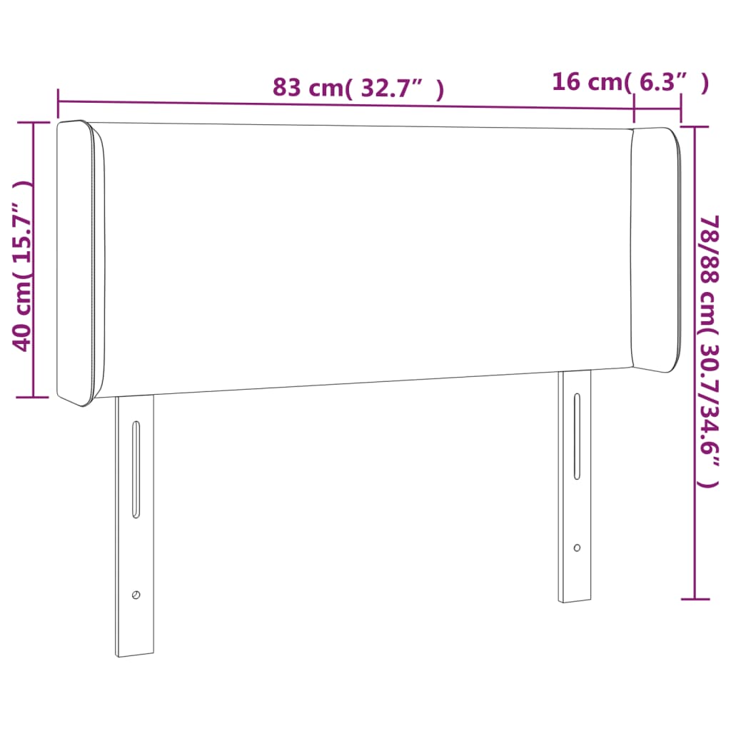 Kopfteil mit Ohren Dunkelblau 83x16x78/88 cm Samt