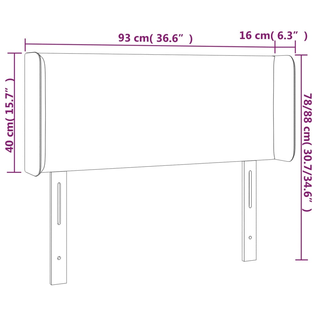 Kopfteil mit Ohren Dunkelblau 93x16x78/88 cm Samt