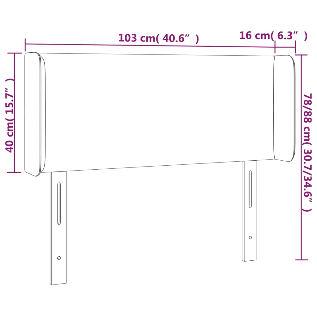 Kopfteil mit Ohren Dunkelgrau 103x16x78/88 cm Samt