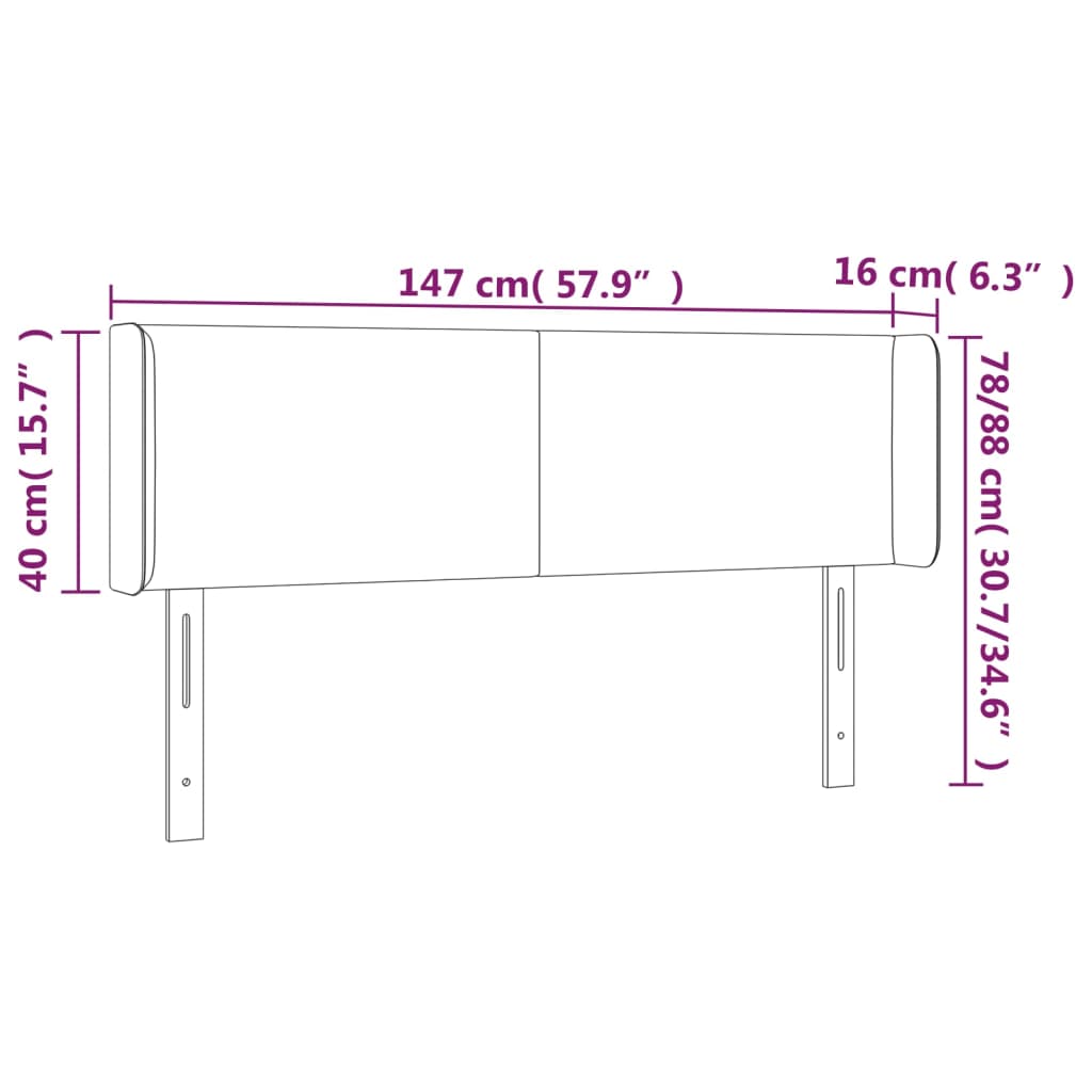 Kopfteil mit Ohren Hellgrau 147x16x78/88 cm Samt