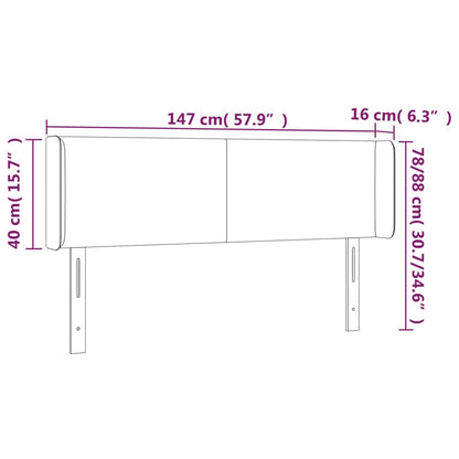 Kopfteil mit Ohren Hellgrau 147x16x78/88 cm Samt