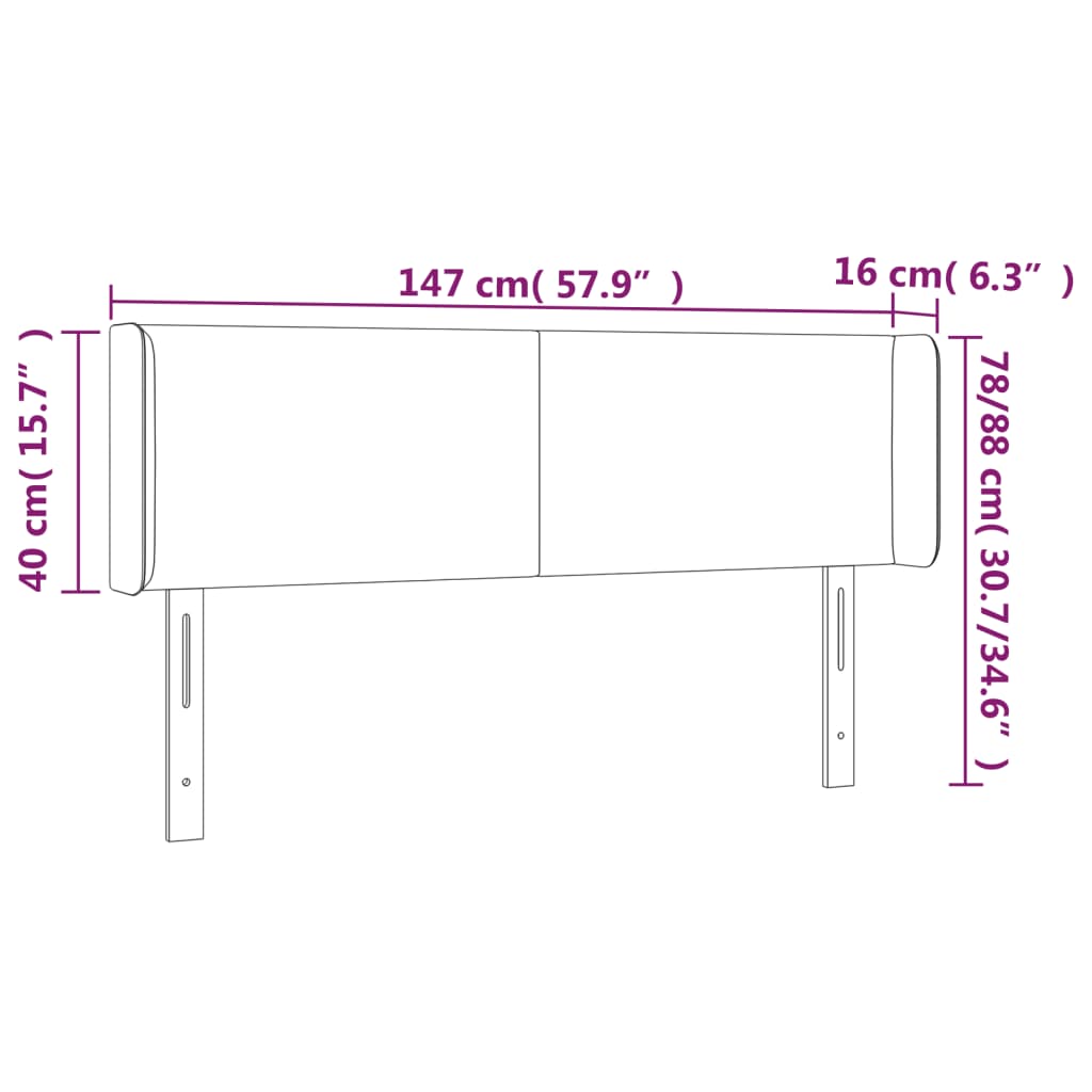 Kopfteil mit Ohren Dunkelblau 147x16x78/88 cm Samt