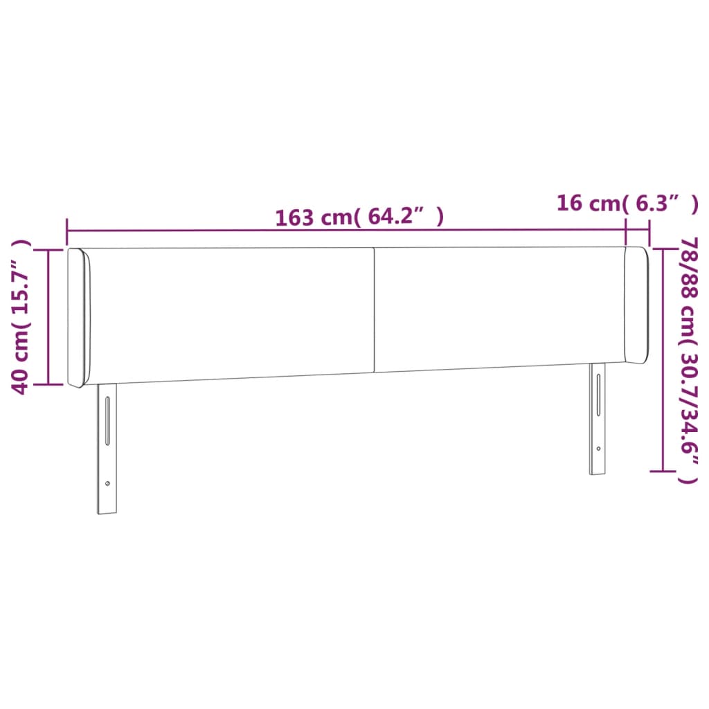 Kopfteil mit Ohren Dunkelgrau 163x16x78/88 cm Samt