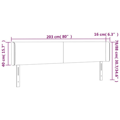 Kopfteil mit Ohren Schwarz 203x16x78/88 cm Samt