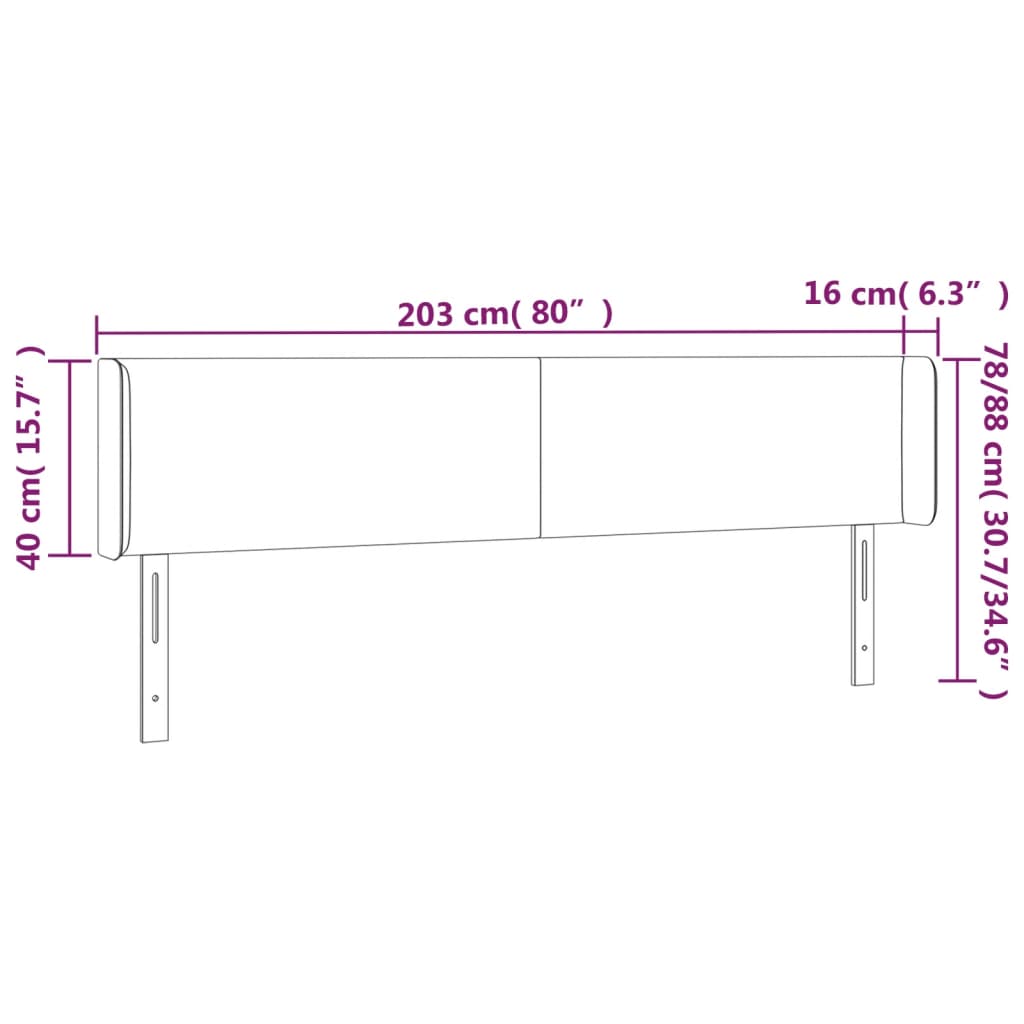 Kopfteil mit Ohren Dunkelblau 203x16x78/88 cm Samt