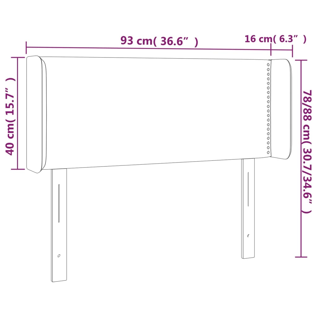 Kopfteil mit Ohren Dunkelgrau 93x16x78/88 cm Samt