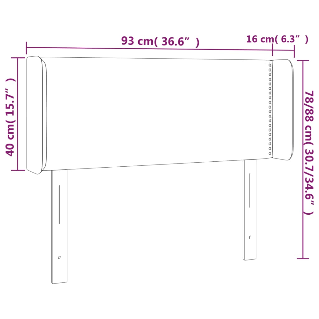 Kopfteil mit Ohren Dunkelblau 93x16x78/88 cm Samt