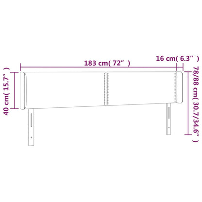 Kopfteil mit Ohren Hellgrau 183x16x78/88 cm Samt