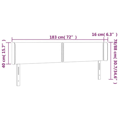 Kopfteil mit Ohren Dunkelblau 183x16x78/88 cm Samt