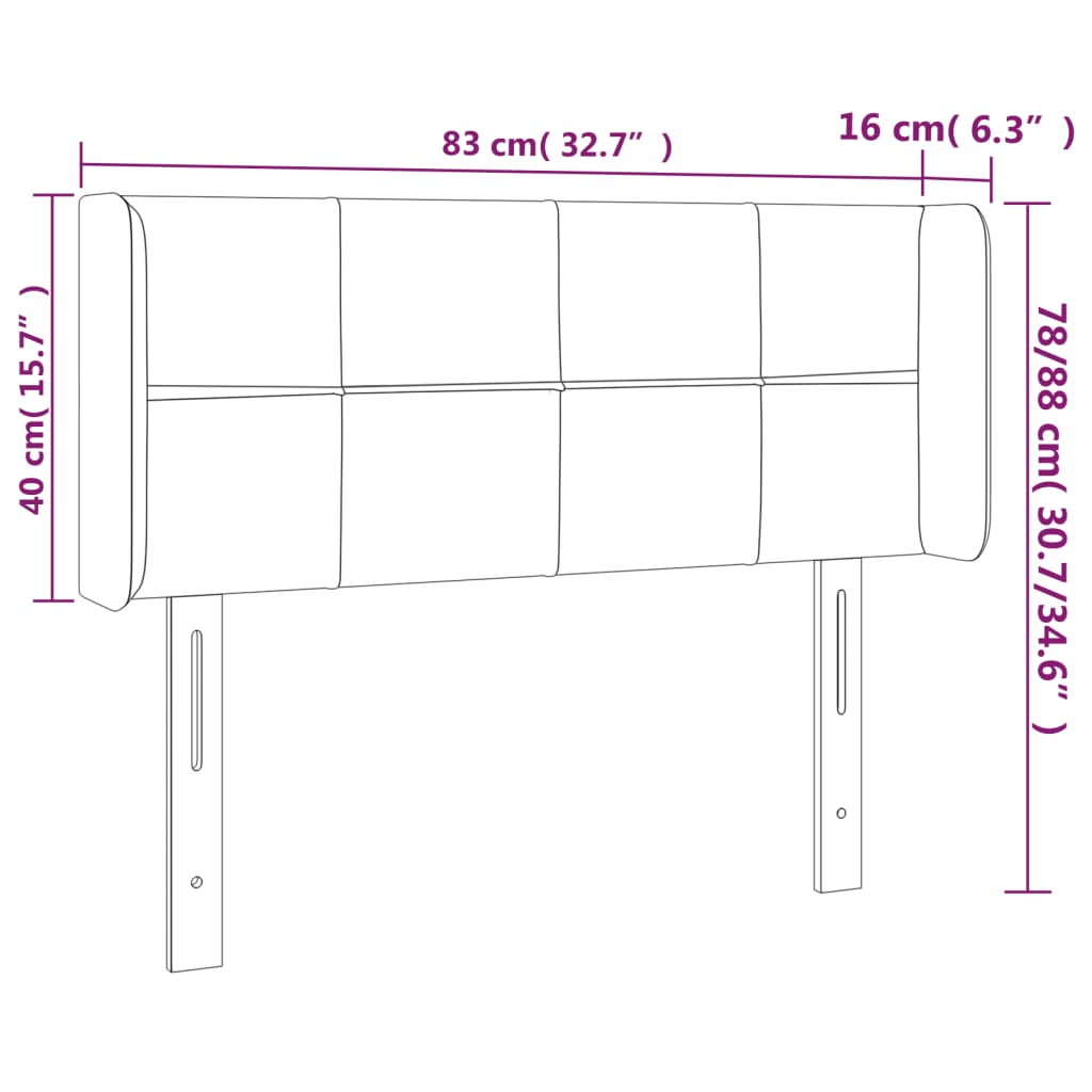 Kopfteil mit Ohren Dunkelgrün 83x16x78/88 cm Samt