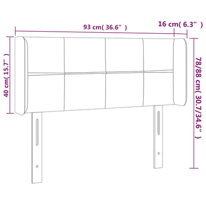 Kopfteil mit Ohren Hellgrau 93x16x78/88 cm Samt