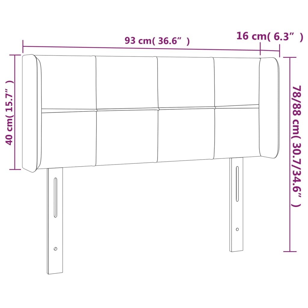 Kopfteil mit Ohren Dunkelgrau 93x16x78/88 cm Samt