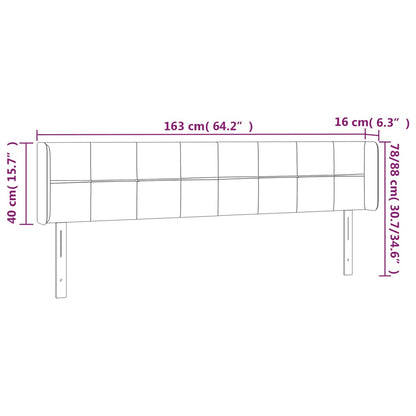 Kopfteil mit Ohren Hellgrau 163x16x78/88 cm Samt