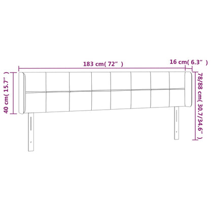 Kopfteil mit Ohren Hellgrau 183x16x78/88 cm Samt