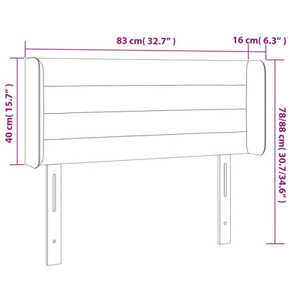 Kopfteil mit Ohren Hellgrau 83x16x78/88 cm Samt