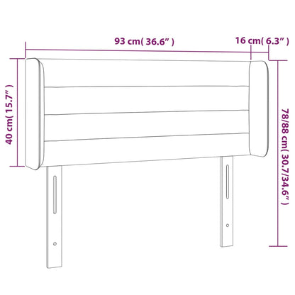 Kopfteil mit Ohren Hellgrau 93x16x78/88 cm Samt