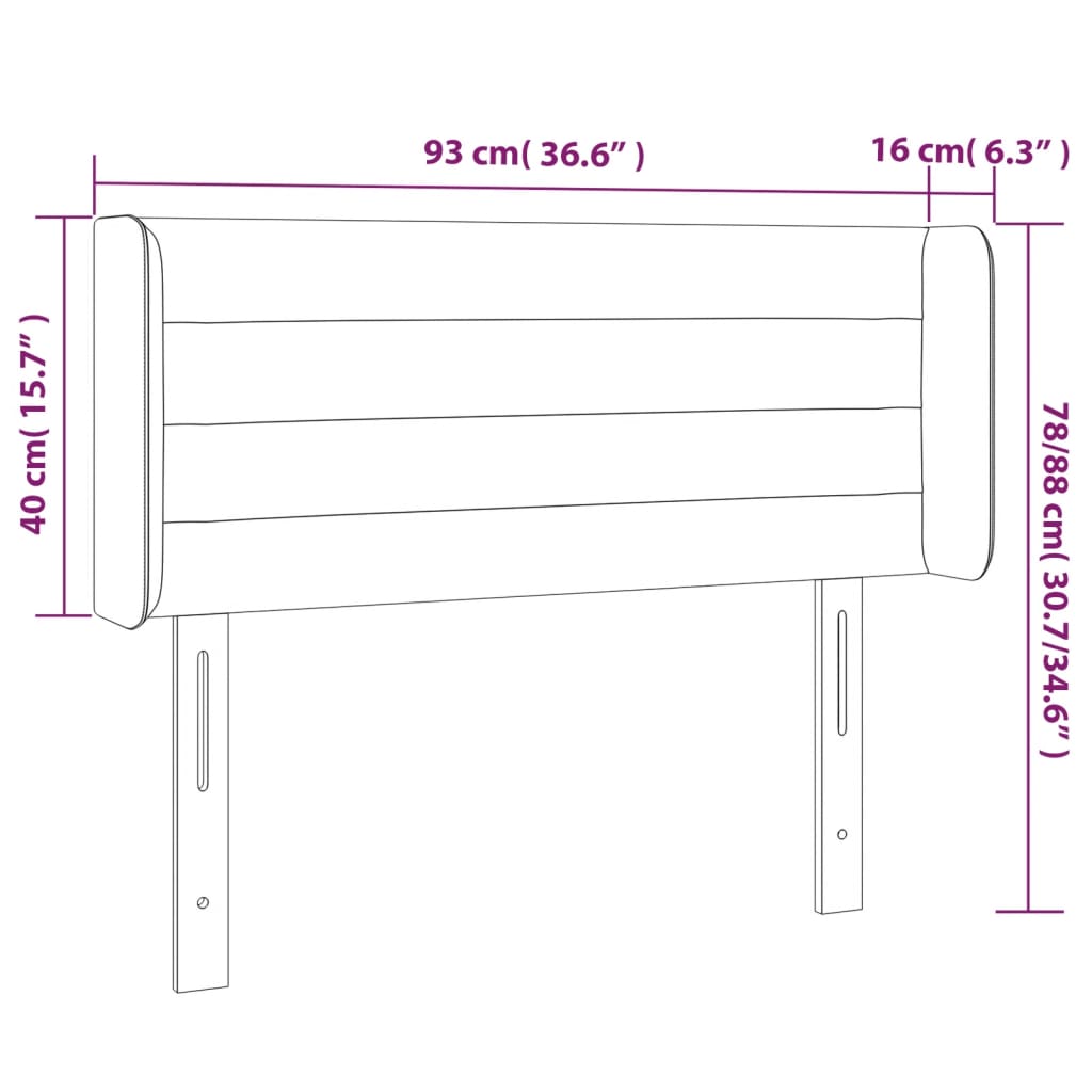 Kopfteil mit Ohren Dunkelblau 93x16x78/88 cm Samt