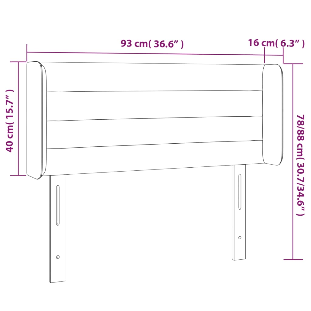 Kopfteil mit Ohren Rosa 93x16x78/88 cm Samt