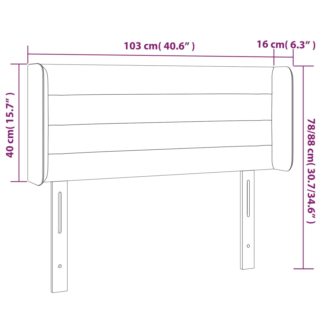 Kopfteil mit Ohren Hellgrau 103x16x78/88 cm Samt