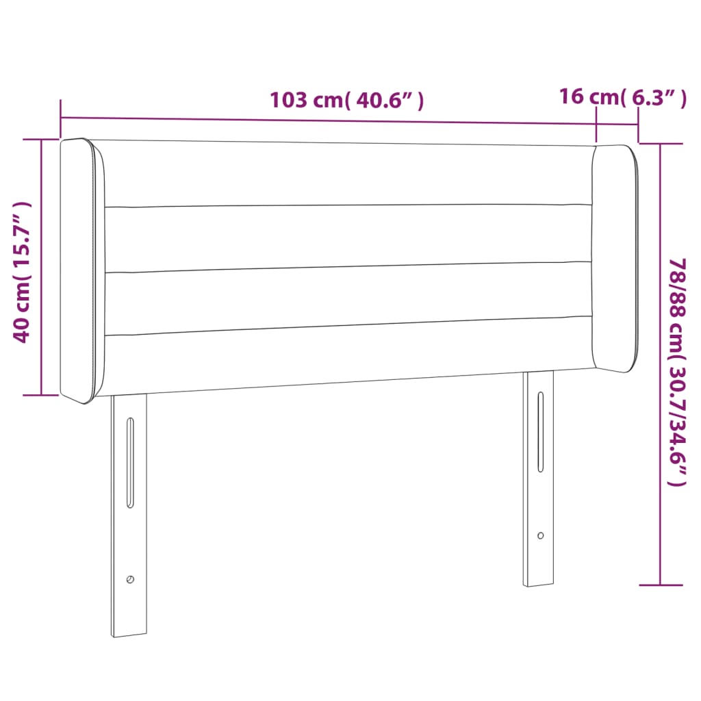 Kopfteil mit Ohren Dunkelblau 103x16x78/88 cm Samt