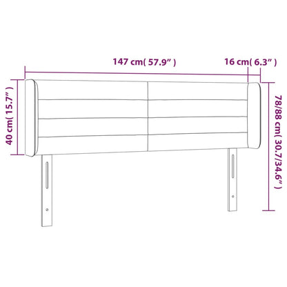 Kopfteil mit Ohren Hellgrau 147x16x78/88 cm Samt