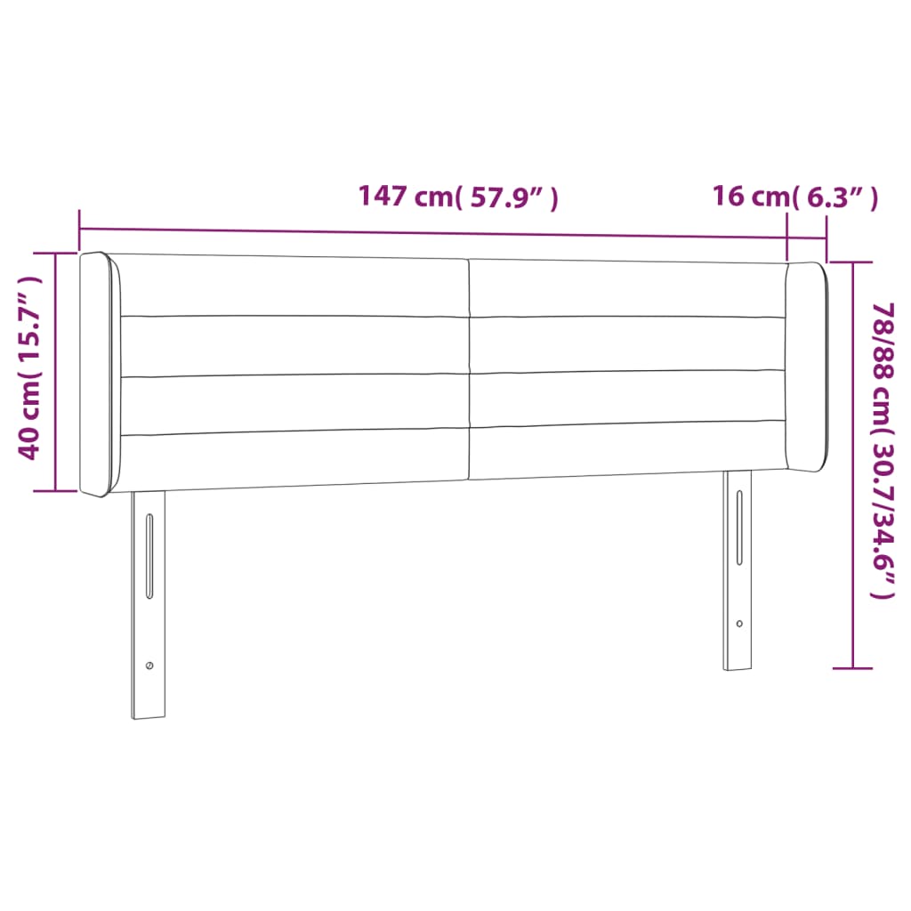 Kopfteil mit Ohren Dunkelgrau 147x16x78/88 cm Samt