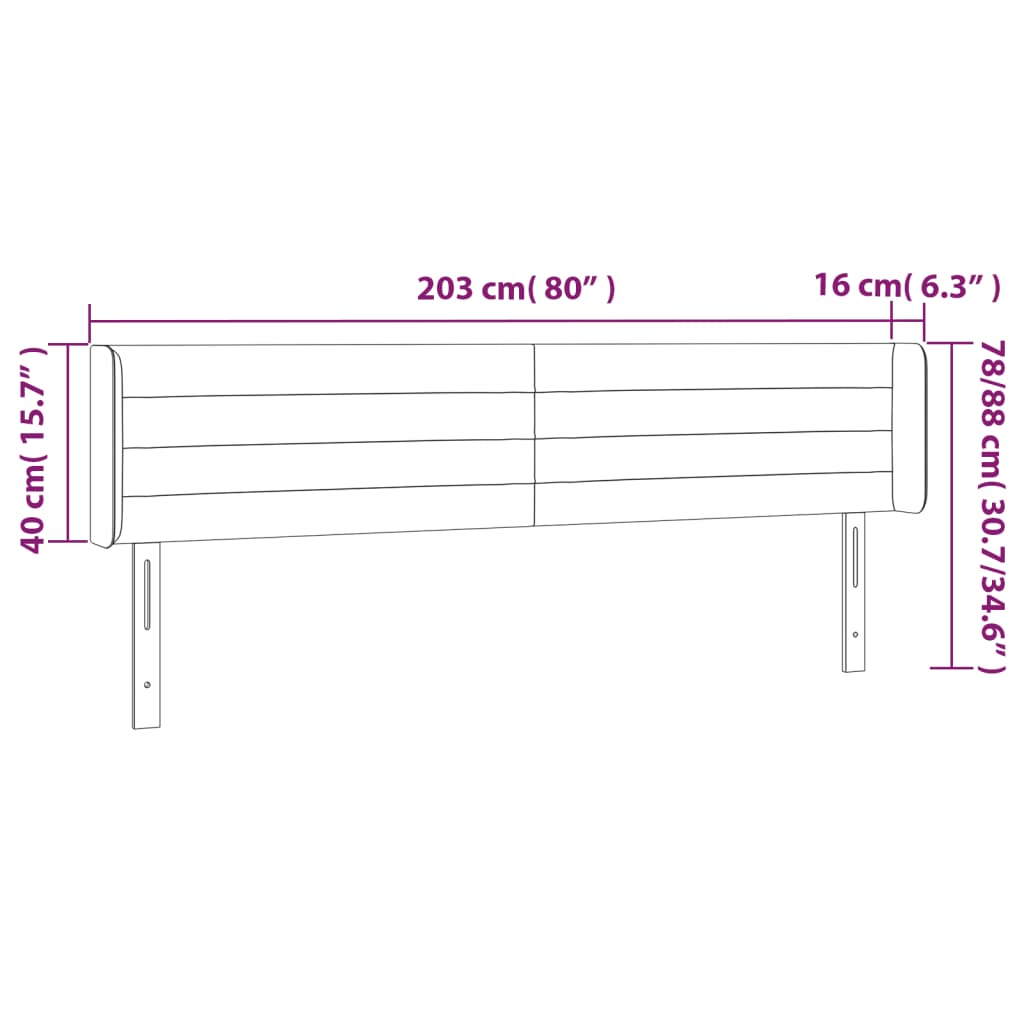 Kopfteil mit Ohren Dunkelblau 203x16x78/88 cm Samt